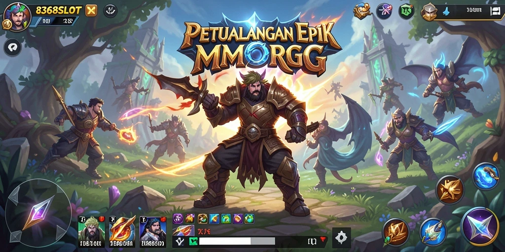 Screenshot utama dari gameplay seru 8368SLOT yang menunjukkan dunia MMORPG.