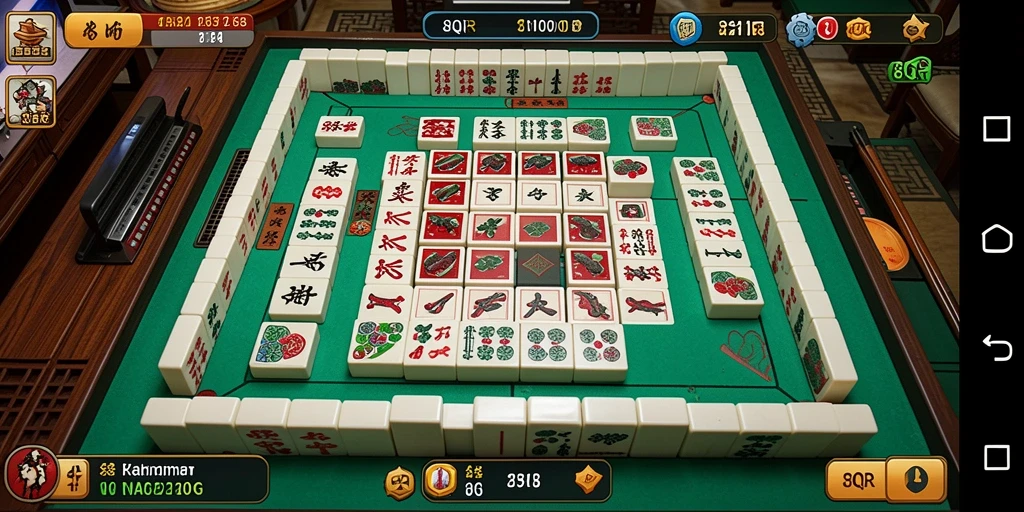 Screenshot gameplay menampilkan ubin Mahjong yang berwarna-warni dan mendebarkan.