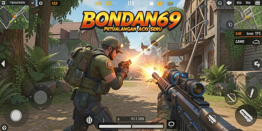 Tampilan seru gameplay BONDAN69 dalam mode TPS.