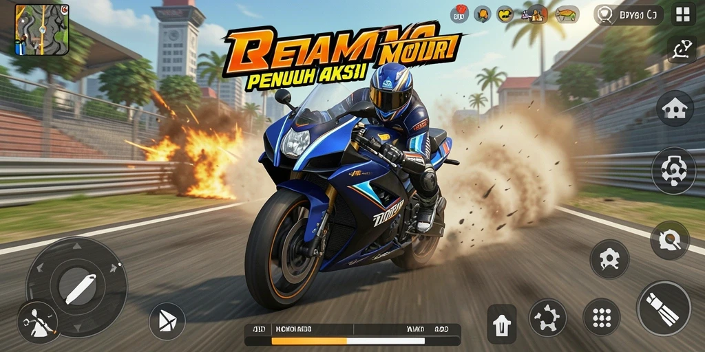 Gameplay seru dengan balapan motor yang penuh aksi.