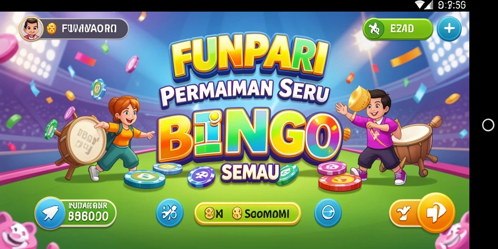 Tampilan gameplay Bingo yang menarik dan penuh warna.