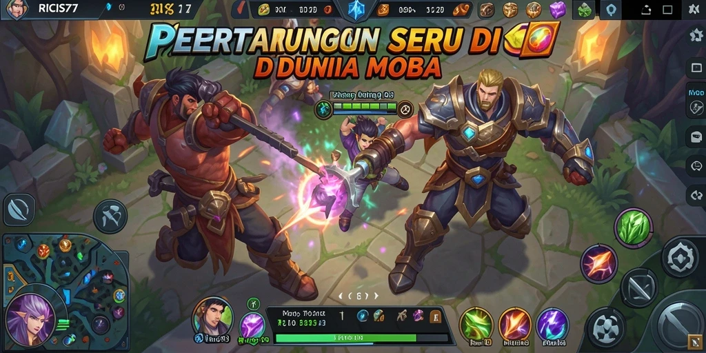 Screenshot gameplay RICIS77 dengan pertarungan tim yang seru.