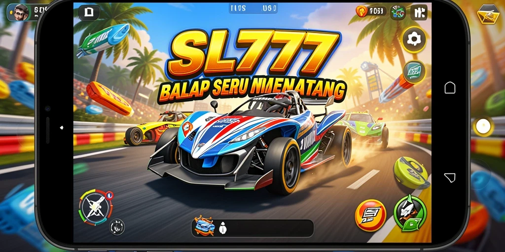 Tampilan gameplay SL777 yang seru saat balapan di trek.