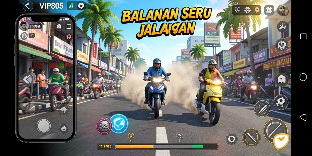 Screenshot gameplay VIP805 dengan aksi balapan yang mendebarkan.